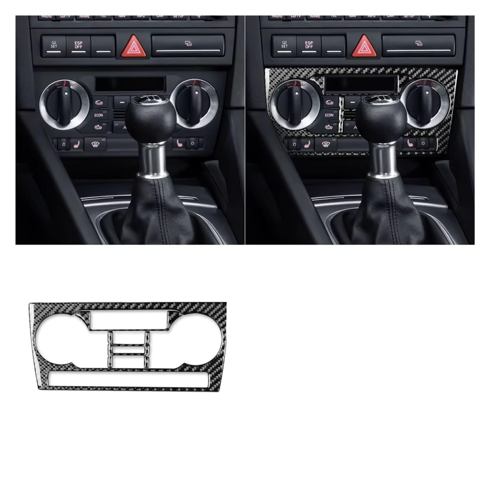 Auto Innenform Für A3 S3 8P 2006 2007 Auto Zentrale AC Radio CD Navigation Panel Set Trim Abdeckung Innen Aufkleber Innenzubehör(Black D) von Lspbfkq