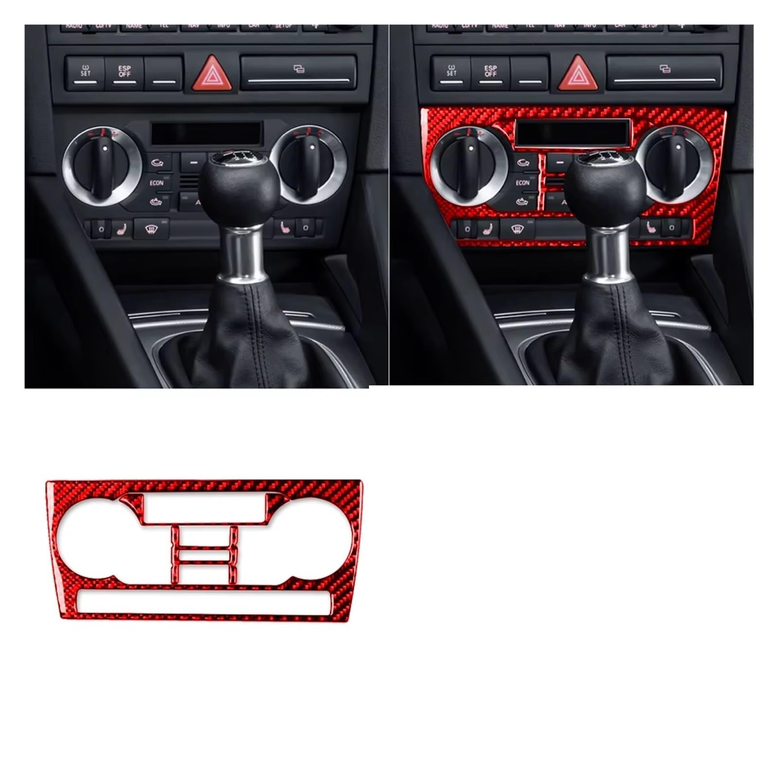 Auto Innenform Für A3 S3 8P 2006 2007 Auto Zentrale AC Radio CD Navigation Panel Set Trim Abdeckung Innen Aufkleber Innenzubehör(Red D) von Lspbfkq