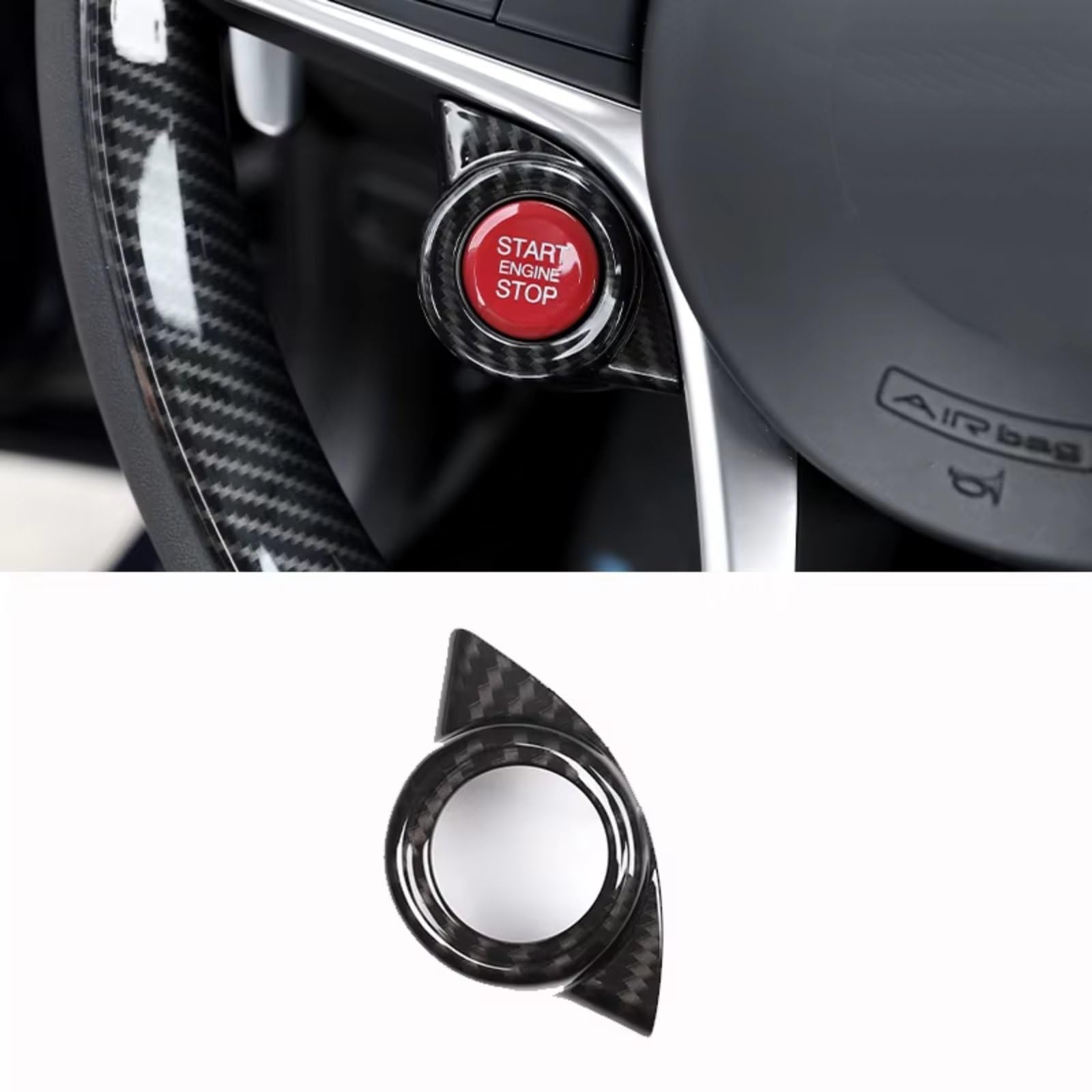 Auto Innenform Für Alfa Für Romeo Für Giulia Für Stelvio 2017-2019 Auto Lenkrad Abdeckung Trim ABS Carbon Faser Innenzubehör(Style H-1 pcs) von Lspbfkq