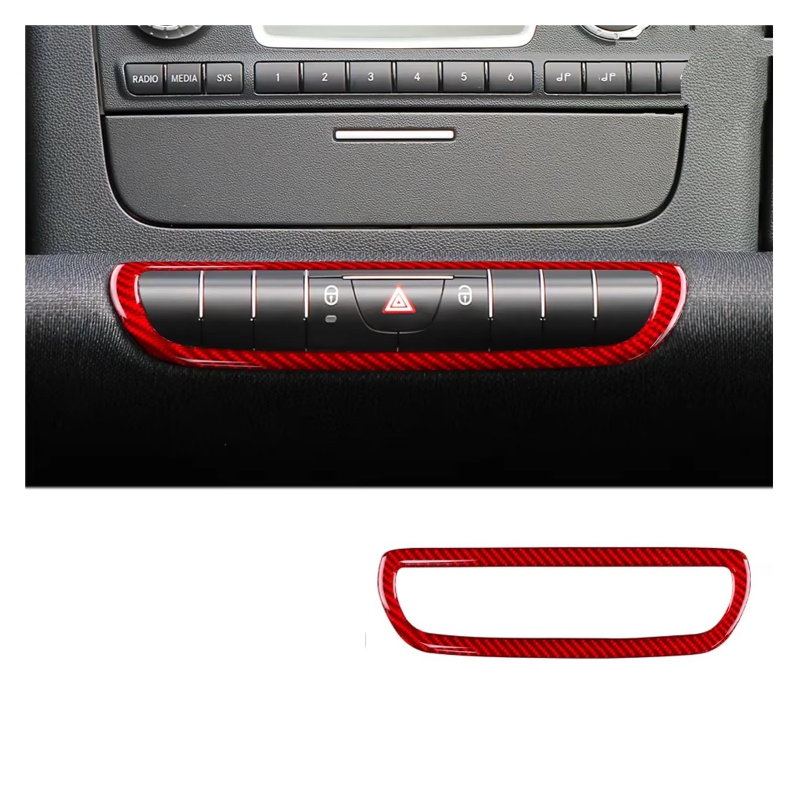 Auto Innenform Für Benz für Smart 451 für Fortwo 2011-2015 Car Center Console Panel Aufkleber Weiche Carbon Faser Innenzubehör(Red D) von Lspbfkq