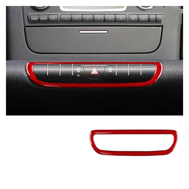 Auto Innenform Für Benz für Smart 451 für Fortwo 2011-2015 Car Center Console Panel Aufkleber Weiche Carbon Faser Innenzubehör(Red D) von Lspbfkq