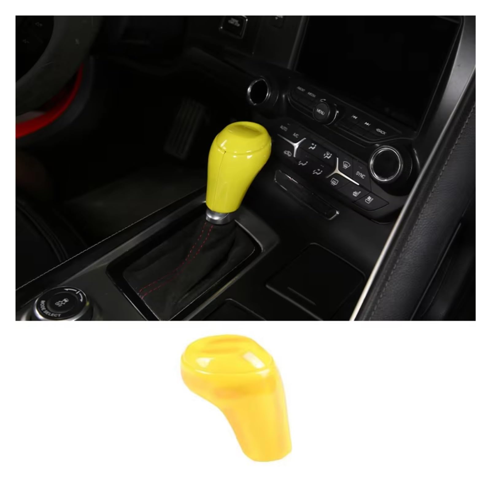 Auto Innenform Für Chevrolet Für Corvette C7 2014-2019 ABS Getriebe Stick Automatische Übertragung Schaltknauf Abdeckung Trim Aufkleber Innenzubehör(3pcs yellow) von Lspbfkq