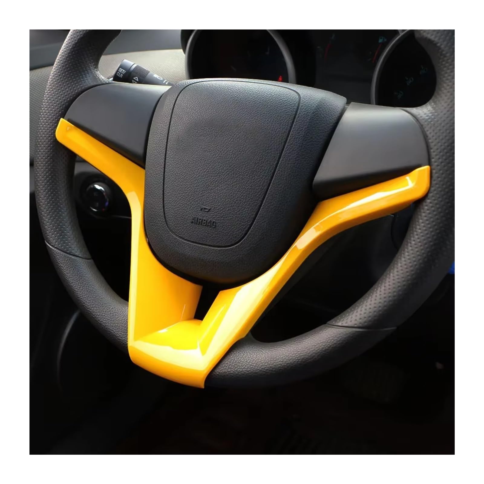 Auto Innenform Für Chevrolet für Classic Für Cruze Limousine Fließheck 2009-2014 Auto Lenkrad Trim Abdeckung Chrom Aufkleber Innenzubehör(Paint yellow) von Lspbfkq