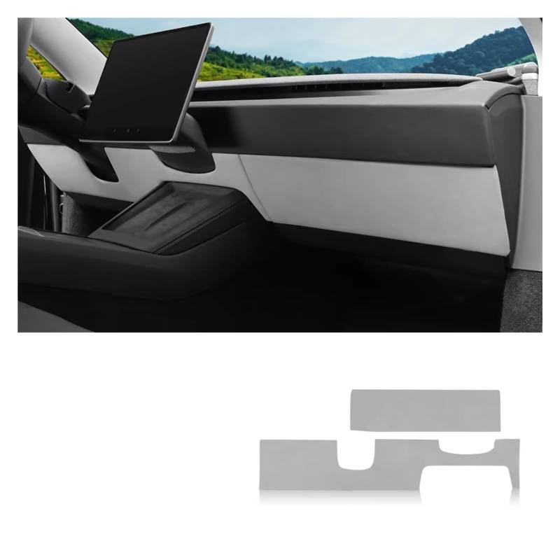 Auto Innenform Für Tesla für Modell 3 für Highland 2024-Up Dekor Auto Innen Wildleder Instrument Panel Trim Schutz Aufkleber Innenzubehör(4978 Upper 2pcs) von Lspbfkq