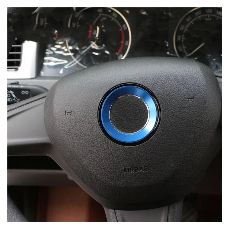 Auto Innenform Für VW Für Golf 6 7 MK6 MK7 Für Jetta MK5 MK6 Für POLO CC Für Passat B6 B7 Trim auto Lenkrad Abdeckung Ring Innenzubehör(Blue) von Lspbfkq