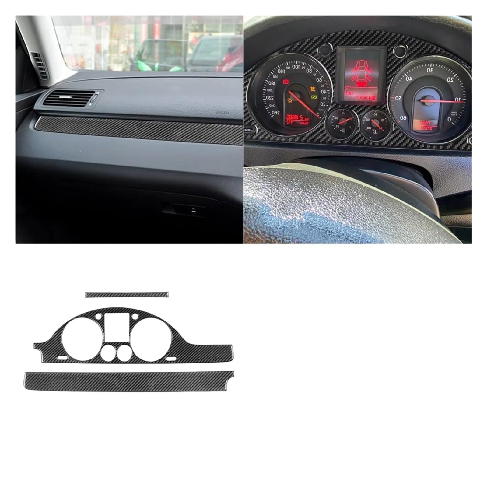 Auto Innenform Für VW Für Passat B6 2006-2011 Dashboard Tacho Panel Trim Abdeckung Innen Auto Aufkleber Innenzubehör(Type H) von Lspbfkq