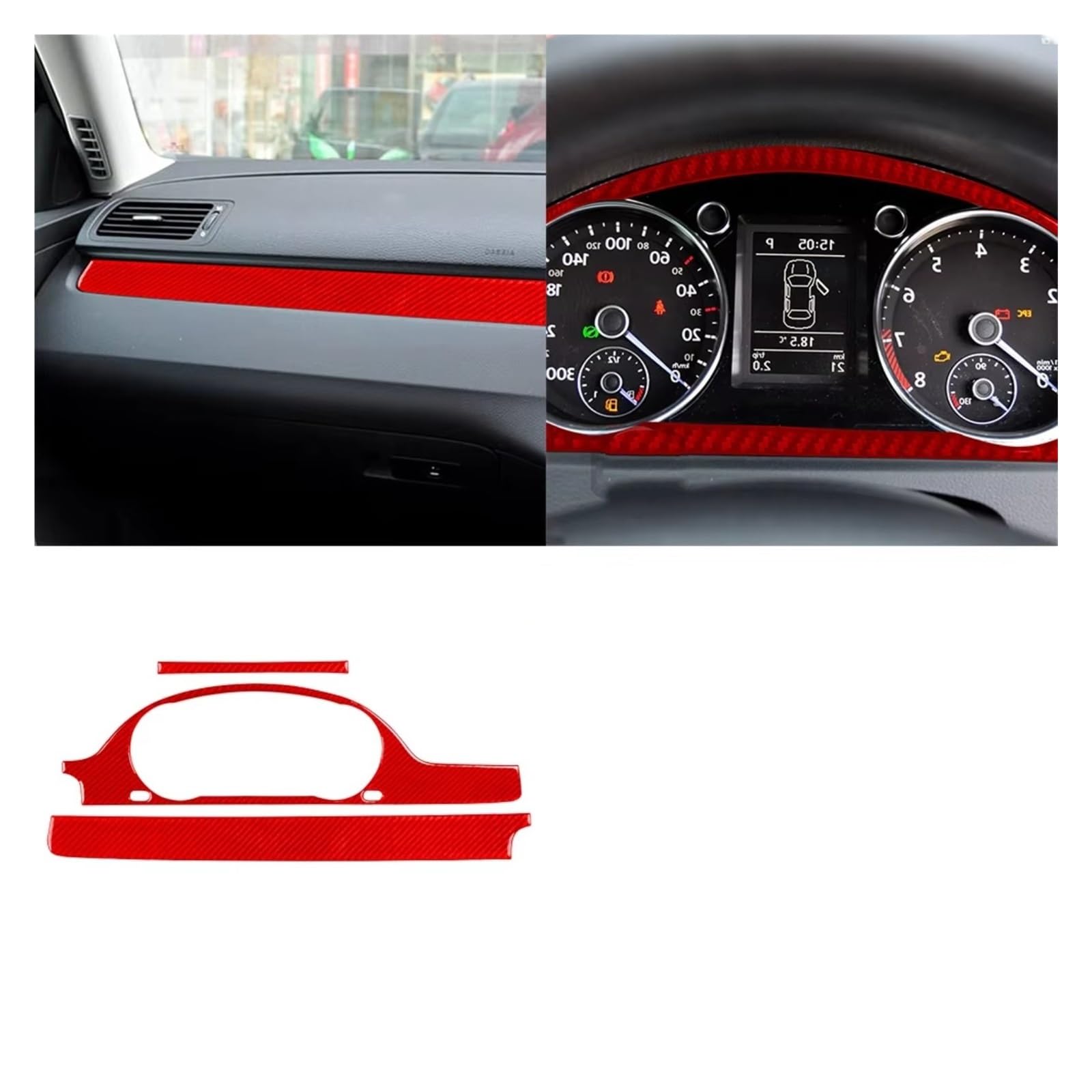 Auto Innenform Für VW Für Passat B6 2006-2011 Dashboard Tacho Panel Trim Abdeckung Innen Auto Aufkleber Innenzubehör(Type T) von Lspbfkq