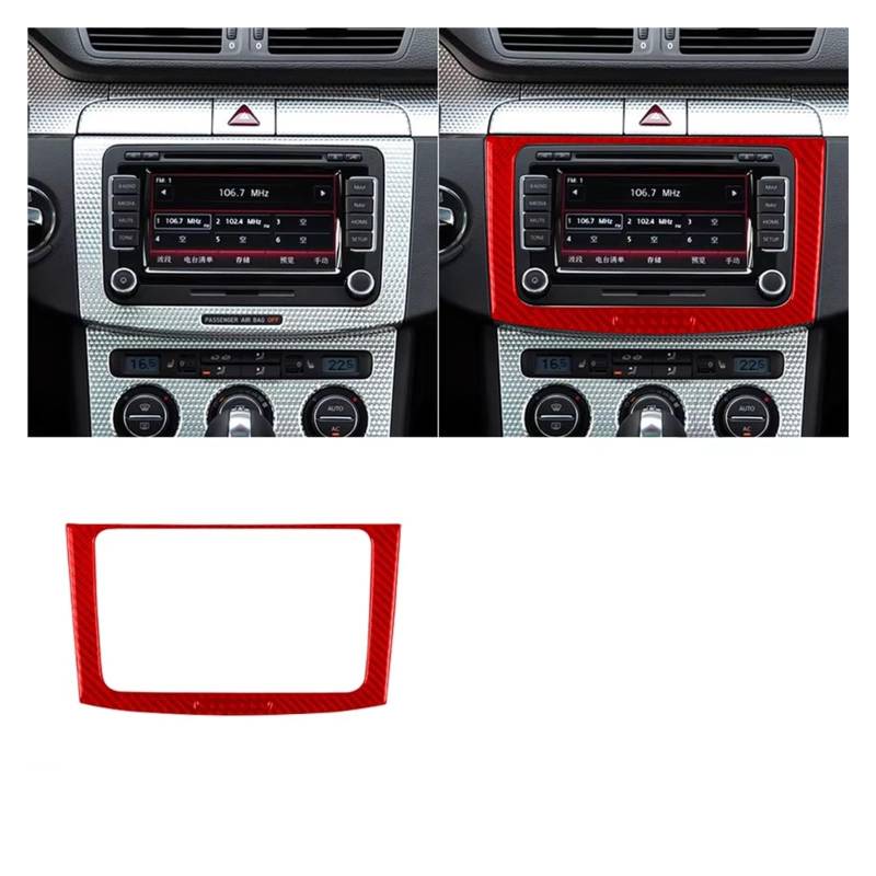 Auto Innenform Für VW Für Passat B6 2006-2011 Radio Navigation Panel Trim Abdeckung Innen Dekoration Aufkleber Innenzubehör(Red B) von Lspbfkq