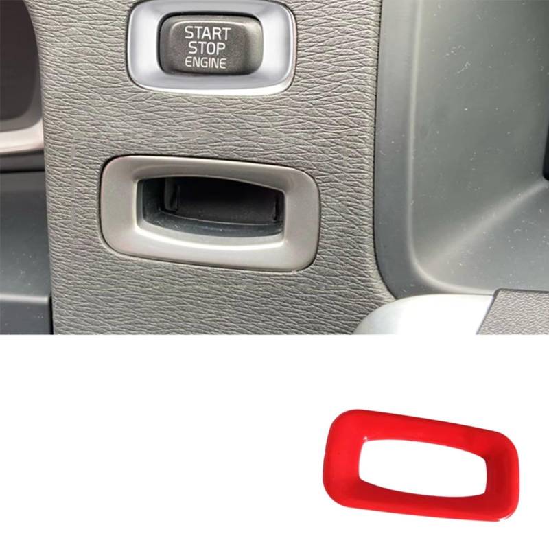 Auto Innenform Für Volvo V40 V60 S60 XC60 S80 V50 V70 XC70 Auto Motor Start Stop Schalter Taste Trim Aufkleber Innenzubehör(Red Keyhole Cover) von Lspbfkq