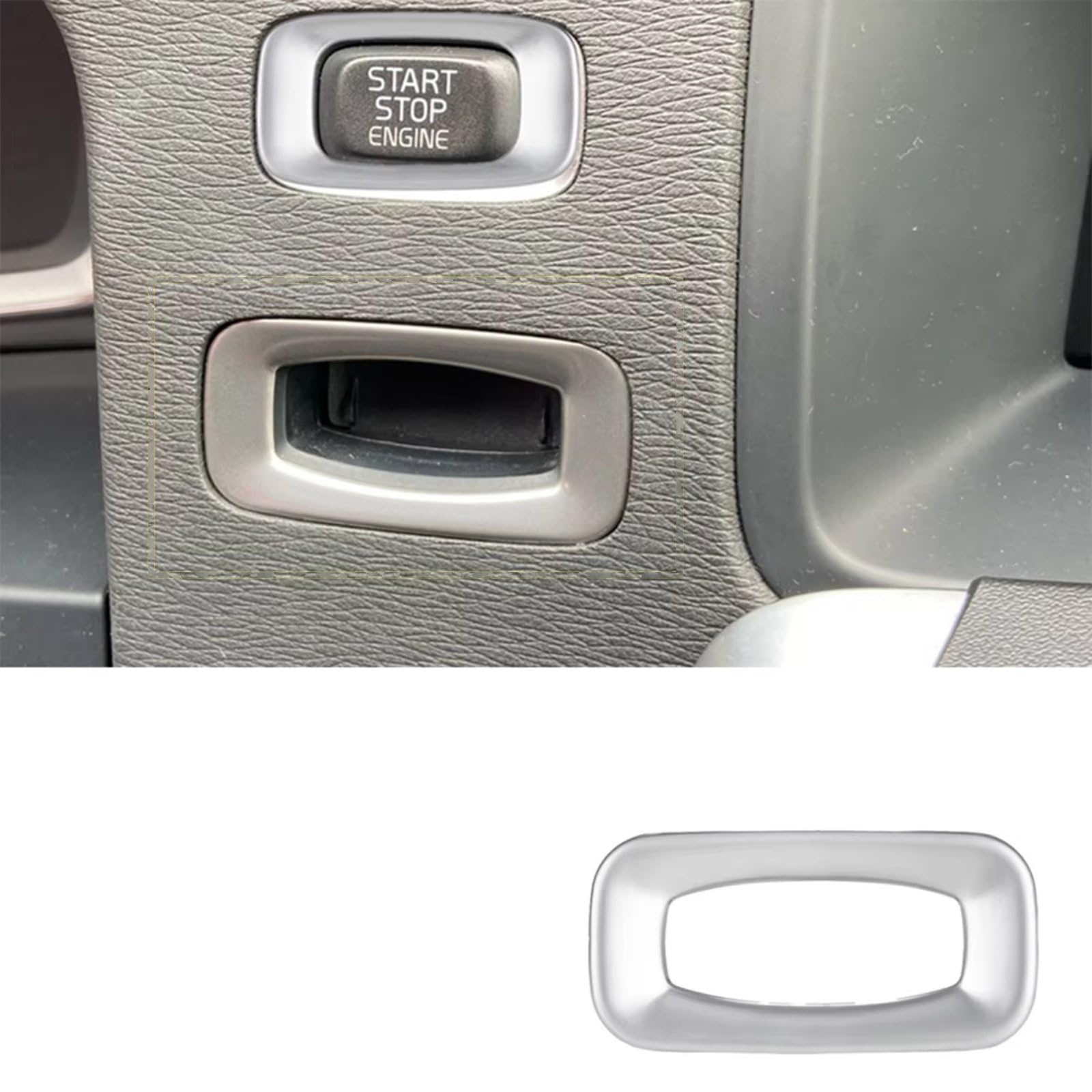 Auto Innenform Für Volvo V40 V60 S60 XC60 S80 V50 V70 XC70 Auto Motor Start Stop Schalter Taste Trim Aufkleber Innenzubehör(Silver Keyhole Cover) von Lspbfkq