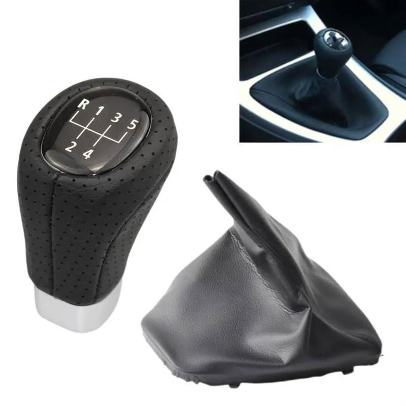 Car Schalthebel Für E90 E91 E92 E93 LHD Getriebe Griff Hebel Stick Leder Gaitor Boot Kragen Auto Manuelle Hand Speed ​​Ball Schaltknauf Schalthebel Shift Knob(5 Speed 2pcs) von Lspbfkq