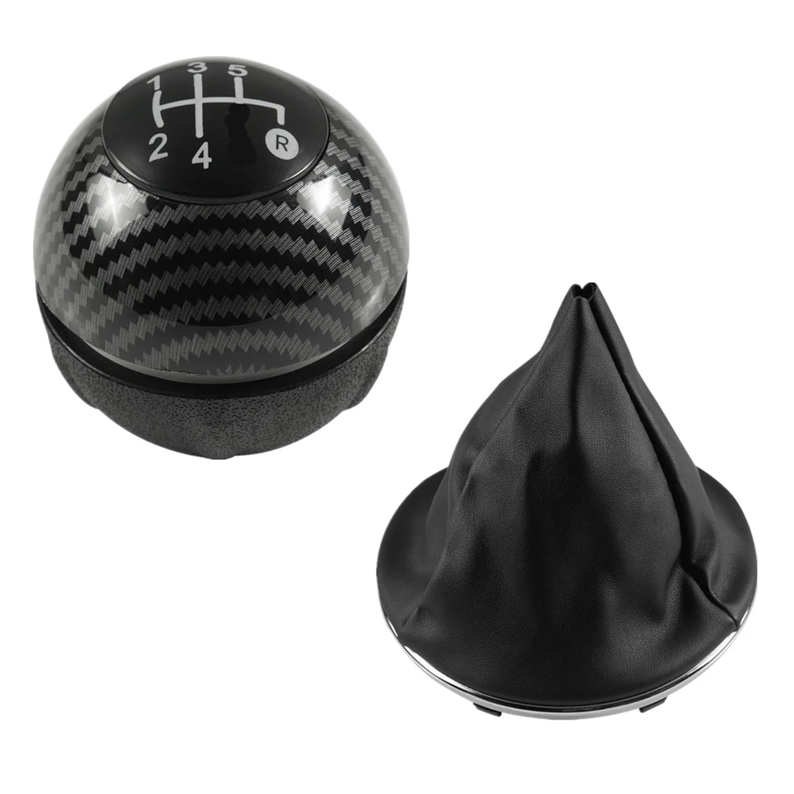 Car Schalthebel Für FIAT 500 500C 2007 2008 2009-2014 2015 2016 2017 2018 Schaltknauf 5/6 Gang Gamasche Booot Cover Case Schalthebel Shift Knob(2pcs Carbon 5speed) von Lspbfkq