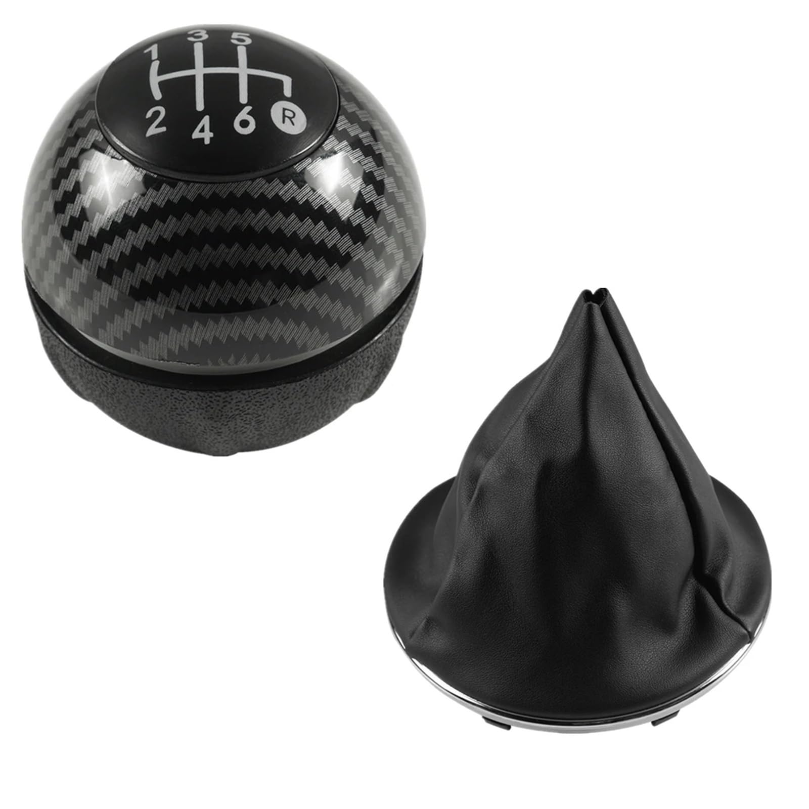 Car Schalthebel Für FIAT 500 500C 2007 2008 2009-2014 2015 2016 2017 2018 Schaltknauf 5/6 Gang Gamasche Booot Cover Case Schalthebel Shift Knob(2pcs Carbon 6speed) von Lspbfkq