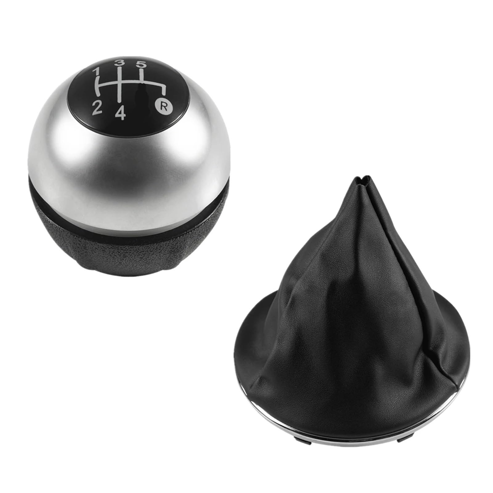 Car Schalthebel Für FIAT 500 500C 2007 2008 2009-2014 2015 2016 2017 2018 Schaltknauf 5/6 Gang Gamasche Booot Cover Case Schalthebel Shift Knob(2pcs Silver 5speed) von Lspbfkq