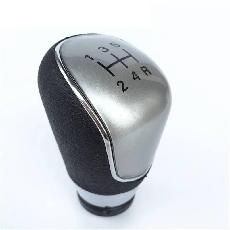 Car Schalthebel Für Ford Für Fiesta MK7 Für Focus MK2 FL NK3 Für C-max FL Für B-max Schaltknauf Damast Boot Abdeckung 5/6 Geschwindigkeit Schalthebel Shift Knob(5-Speed Silver) von Lspbfkq