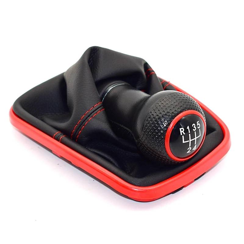 Car Schalthebel Für VW Für Golf 4 MK4 Für GTI R32 Für Bora Für Jetta 5 Geschwindigkeit Schwarz Rahmen Schaltknauf Hebel Gamasche Boot 12mm 1999-2004 Schalthebel Shift Knob(5 Speed A) von Lspbfkq