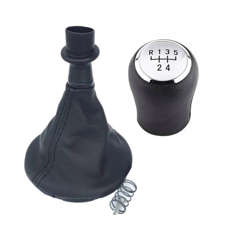 Car Schalthebel Für VW Für Transporter Für Multivan Für Caravelle T5 2003-2010 Auto 6 Gang Schalthebel Schaltknauf Ledermanschette Schalthebel Shift Knob(Silver 5 Speed) von Lspbfkq