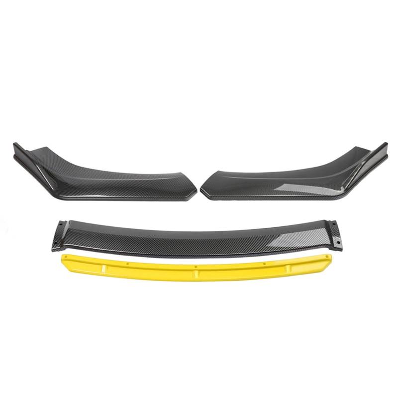 Frontspoiler 4 STÜCKE Universal Auto Vorderen Stoßfänger Lip Body Kit Spoiler Splitter Diffusor Weiß Carbon Fiber Splitter ABS Kunststoff Front Bumper Spoiler Lippe(Carbon and Yellow) von Lspbfkq