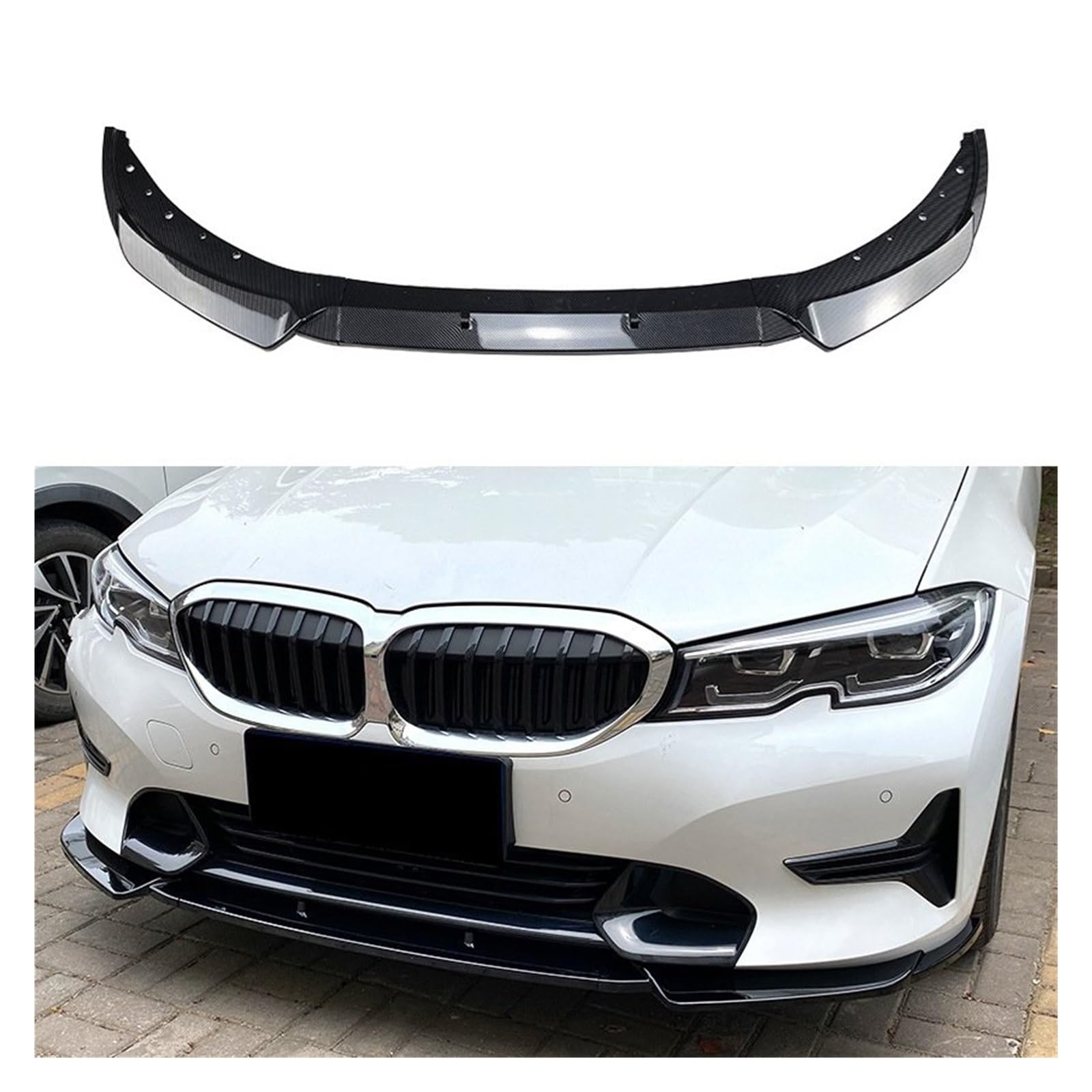 Frontspoiler Für 3er G20 G21 320i 325i 2019-2022 Auto Frontstoßstange Splitter Kinnlippe Spoiler Diffusor Schutz Body Kit Front Bumper Spoiler Lippe(Carbon Look) von Lspbfkq