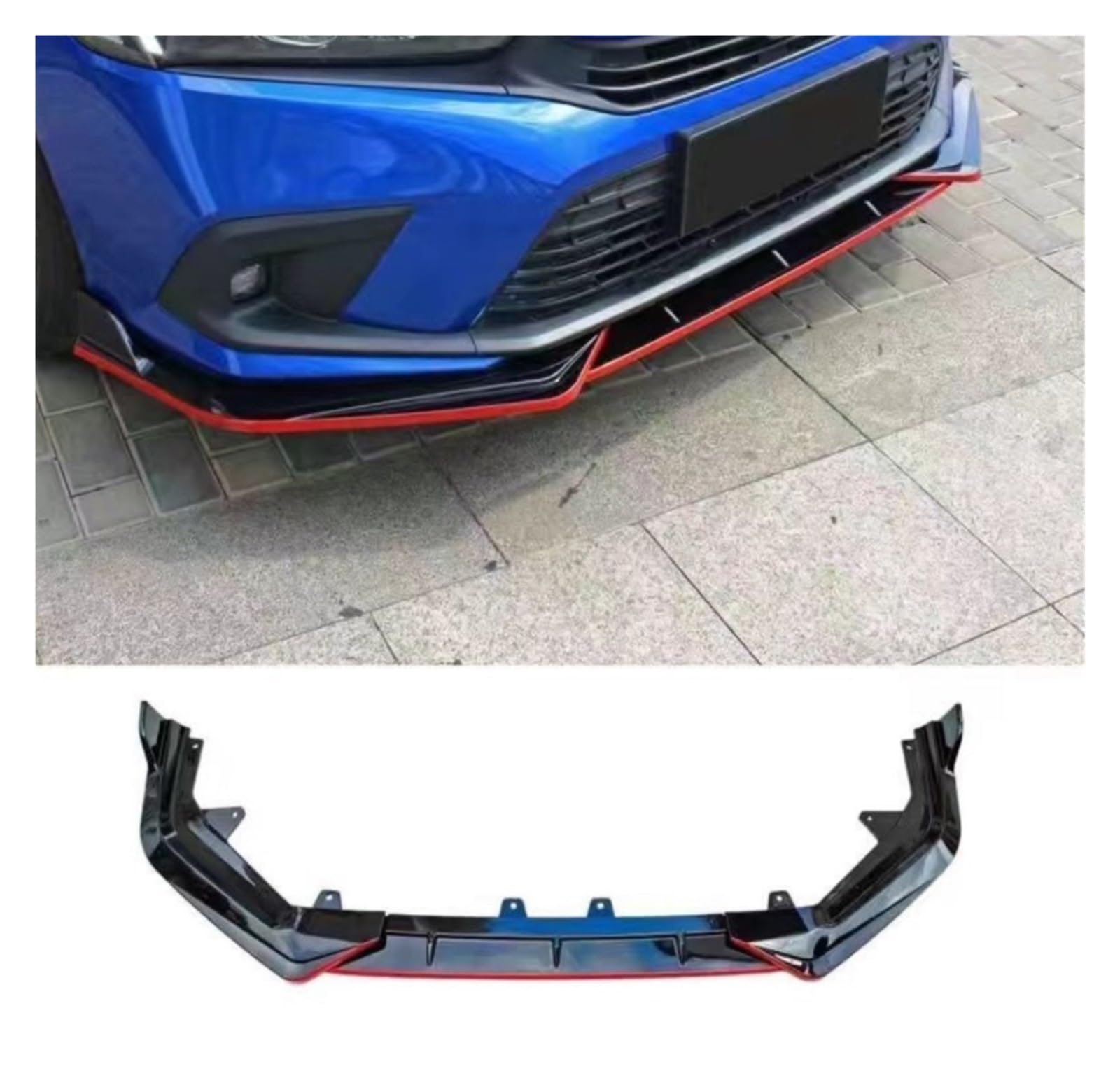 Frontspoiler Für Civic 11th 2022 Frontschürze Lippe Spoiler Splitter Frontschürze Lippe Auto Spoiler Front Bumper Spoiler Lippe(Black red) von Lspbfkq