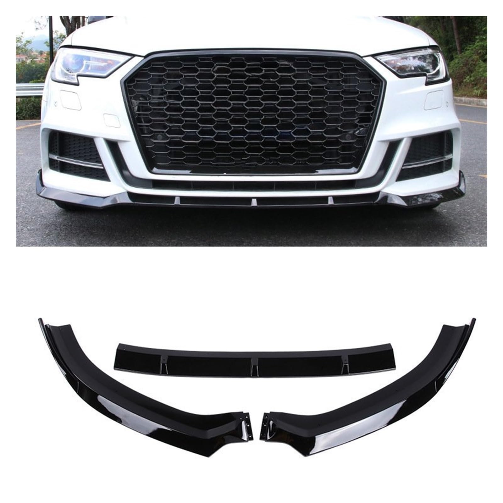 Frontspoiler Für Für A3 8V S-Linie S3 Standard Limousine Version 2017-2020 Auto Vorderen Stoßfänger Canard Lip Unteren Splitter Diffusor Spoiler Front Bumper Spoiler Lippe(Sport Black) von Lspbfkq