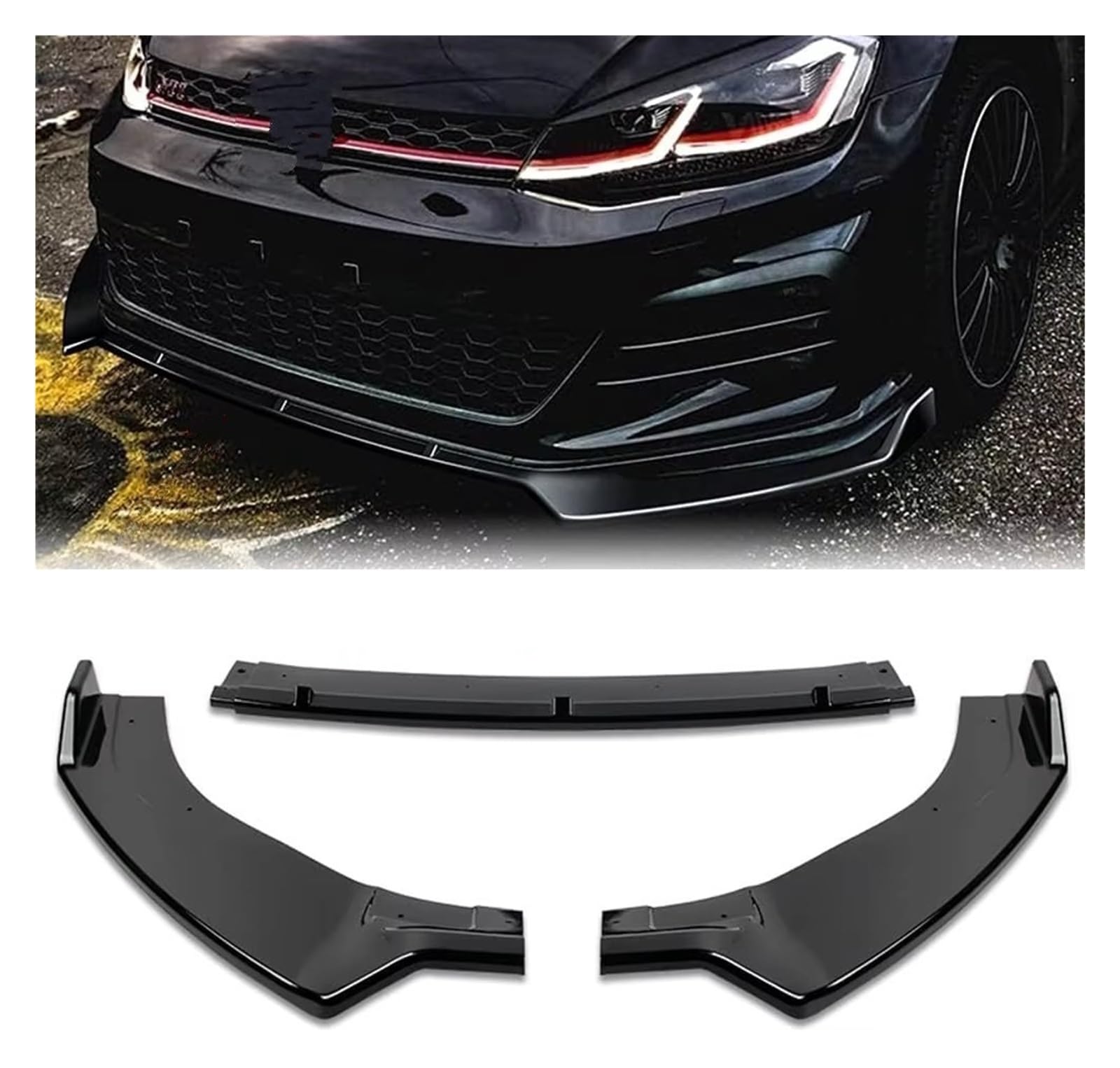 Frontspoiler Für VW Für Golf 7 7.5 MK7 MK7.5 GTI GTD R Line Alle Modelle 2012-2020 Diffusor Body Kit Spoiler Guard Auto Frontstoßstange Splitter Lip Front Bumper Spoiler Lippe(Carbon Look) von Lspbfkq