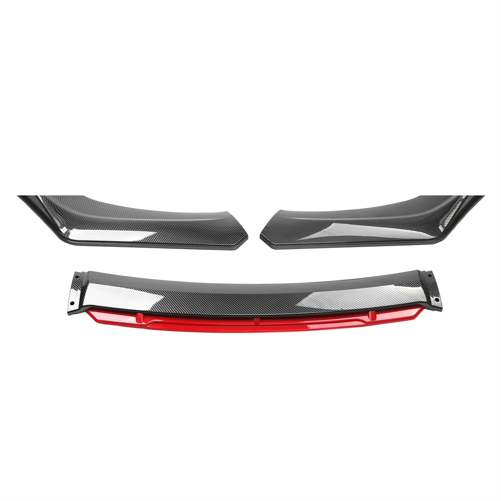 Frontspoiler Universal Auto Front Stoßstange Lip Body Kit Spoiler Carbon Faser ABS Dekorative Streifen Stoßstange Canard Lip Splitter 3-Abschnitt Front Bumper Spoiler Lippe(Carbon and Red) von Lspbfkq