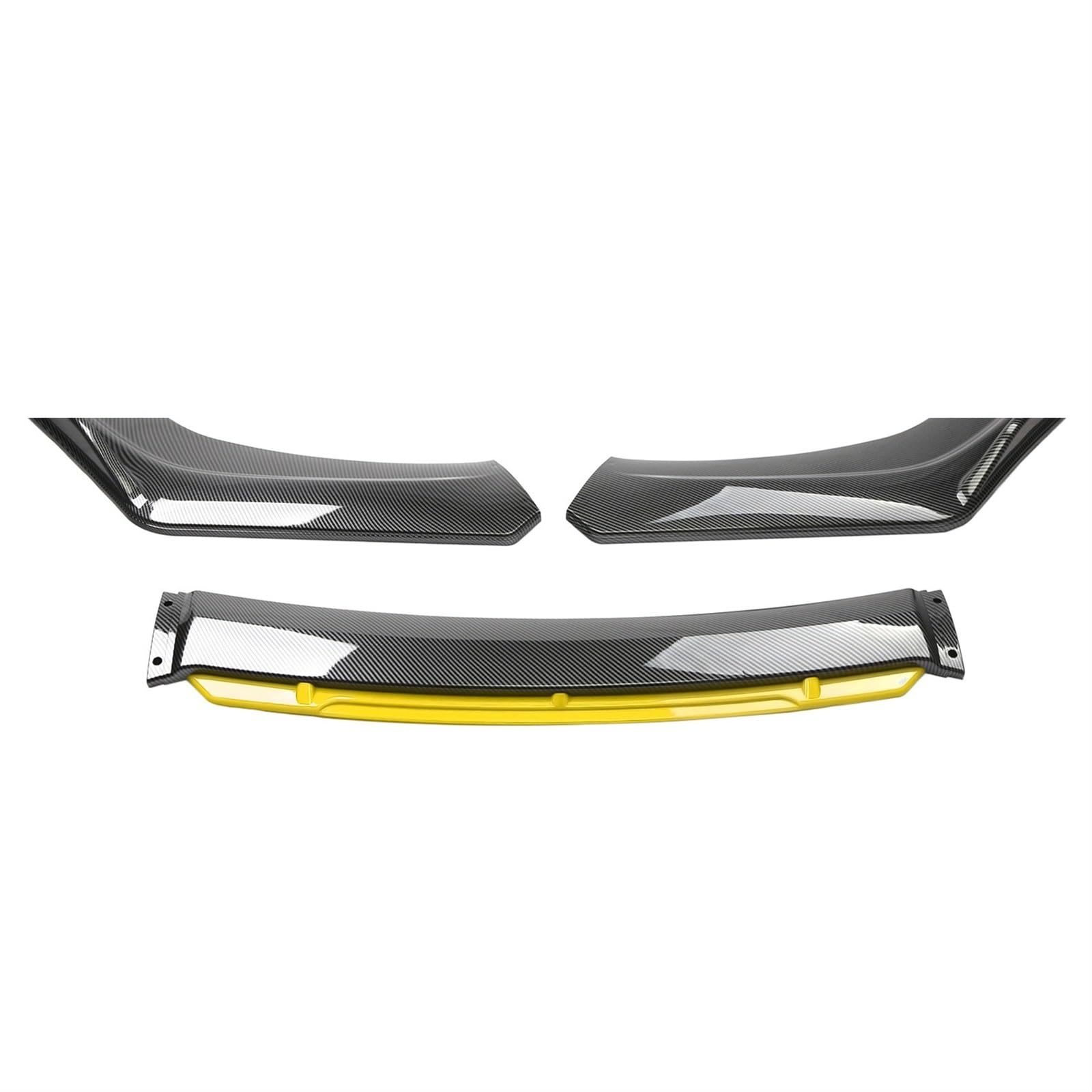 Frontspoiler Universal Auto Front Stoßstange Lip Body Kit Spoiler Carbon Faser ABS Dekorative Streifen Stoßstange Canard Lip Splitter 3-Abschnitt Front Bumper Spoiler Lippe(Carbon and Yellow) von Lspbfkq