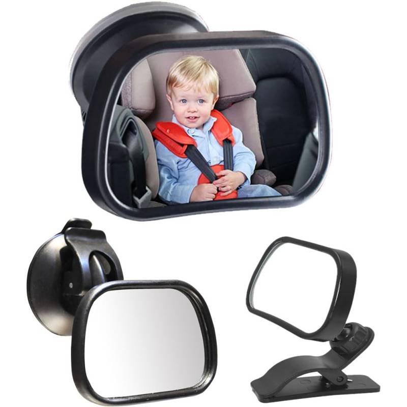 Rückspiegel Baby Auto,Spiegel für Auto Baby Rückspiegel,Auto Vorne Reer Rückspiegel für Baby Kinder,Sicherheitsspiegel für Kinderschale mit Saugnäpfe und Klammer,für Meisten Auto,Schwarz von Lsydgn