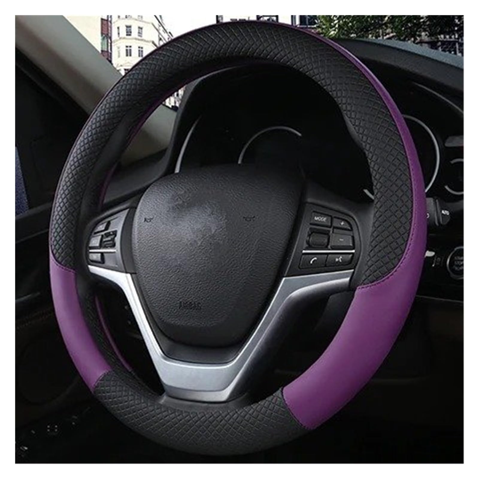 Auto Lenkradbezug Auto Lenkrad Abdeckungen Anti-Slip Leder Sport Auto Lenkrad Schutzhülle Abdeckung Auto-Styling Anti-fangen Halter Lenkradabdeckung(Purple) von Ltusgt