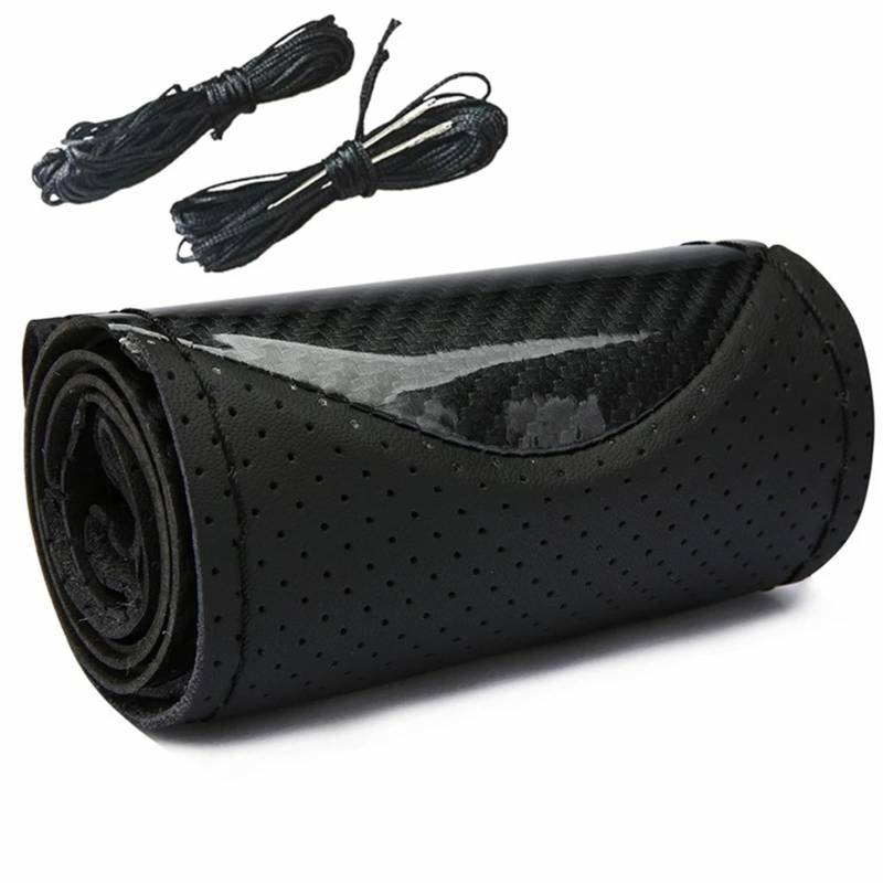 Auto Lenkradbezug Carbon Faser Auto Lenkrad Abdeckung DIY Hand Stich PU Leder Protector Flechten Abdeckung Für Lenkrad 38 cm Lenkradabdeckung(2) von Ltusgt