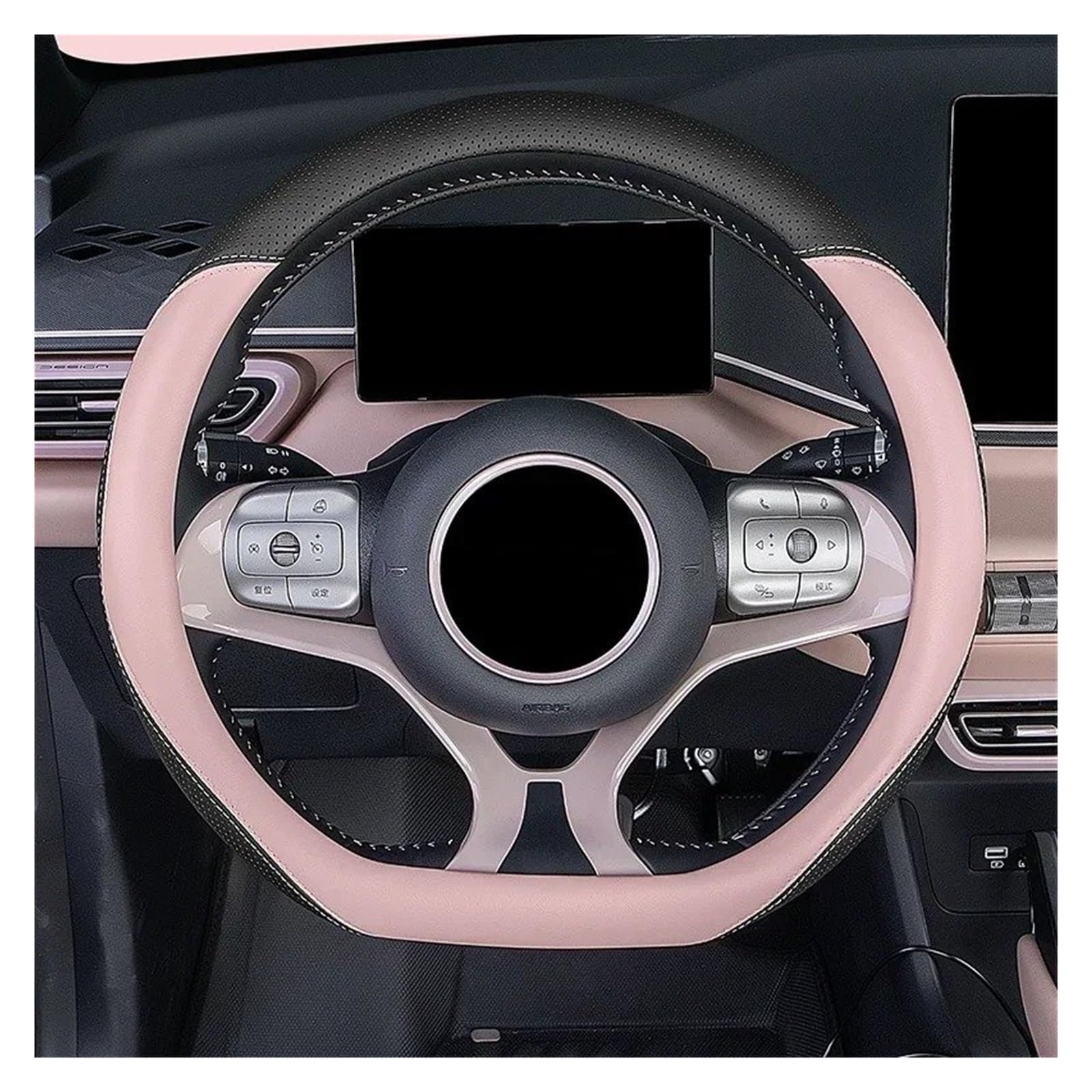 Auto Lenkradbezug Für BYD Für Dolphin Für Seagull Für Dichtung Für Qin Für Song Für Han Lenkrad Abdeckung Griff Nicht-Slip 38 cm Typ D Anti-schweiß Lenkradabdeckung(Pink) von Ltusgt