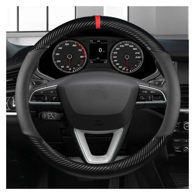 Auto Lenkradbezug Für Citroen Für C4 Für C5 Für AIRCROSS Für C3-XR Für C4 Für Picasso C6 Auto Lenkrad Abdeckung Carbon Faser Leder Lenkradabdeckung(Black O Shape) von Ltusgt