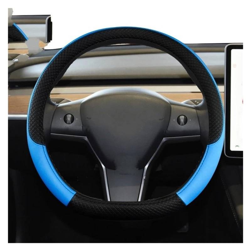 Auto Lenkradbezug Für Ford Für Fiesta Für Fiesta Für ST MK1 MK2 MK3 MK4 MK5 MK6 MK7 MK8 Auto Lenkrad Abdeckung Nicht-Slip Auto Zubehör Lenkradabdeckung(D Shape Blue) von Ltusgt