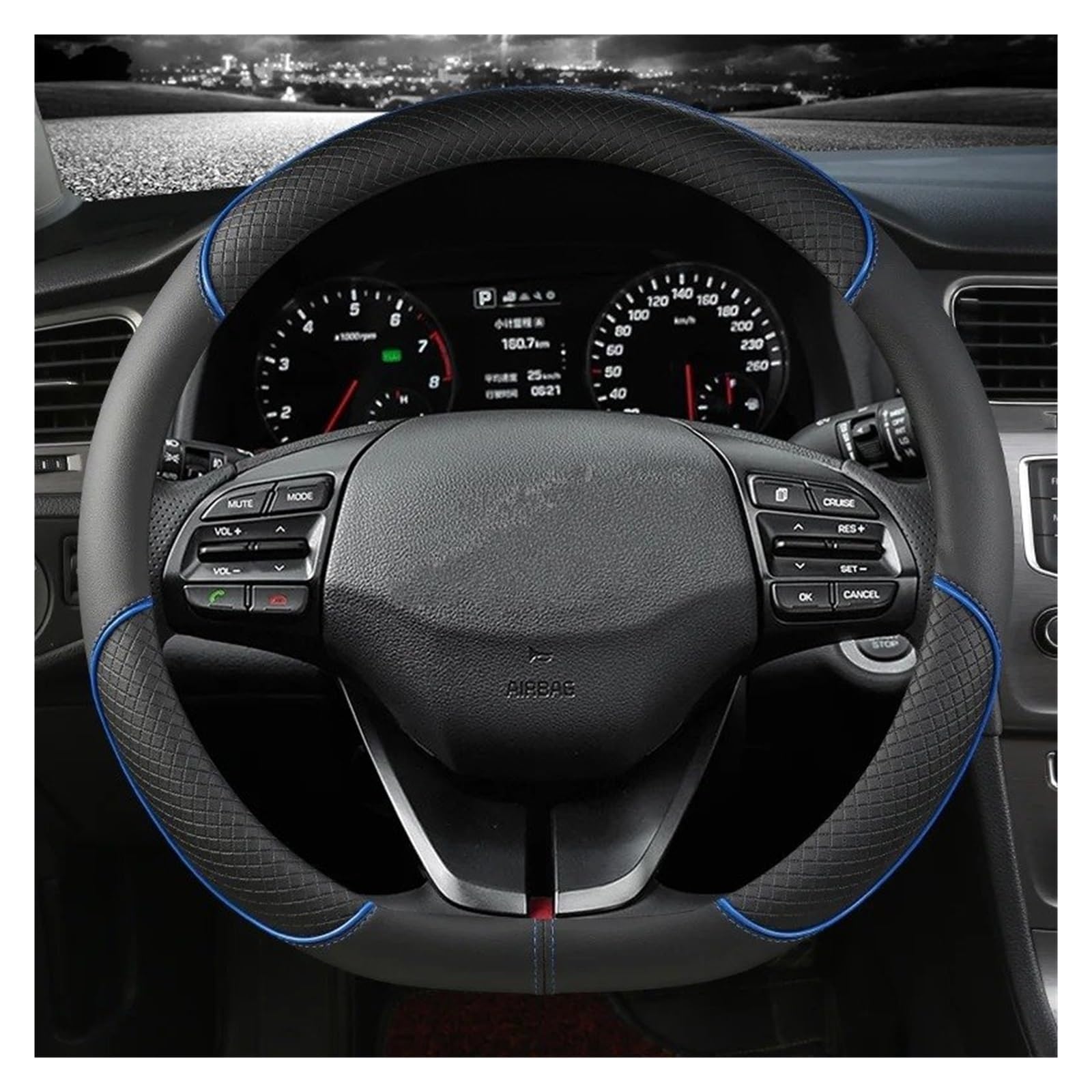 Auto Lenkradbezug Für Hyundai Für I40 Für I30 Für I20 Für Ix35 Für Tucson Für Accent Für Elantra Für Santa Fe Auto Lenkrad Abdeckung Lenkradabdeckung(Blue D Shape) von Ltusgt