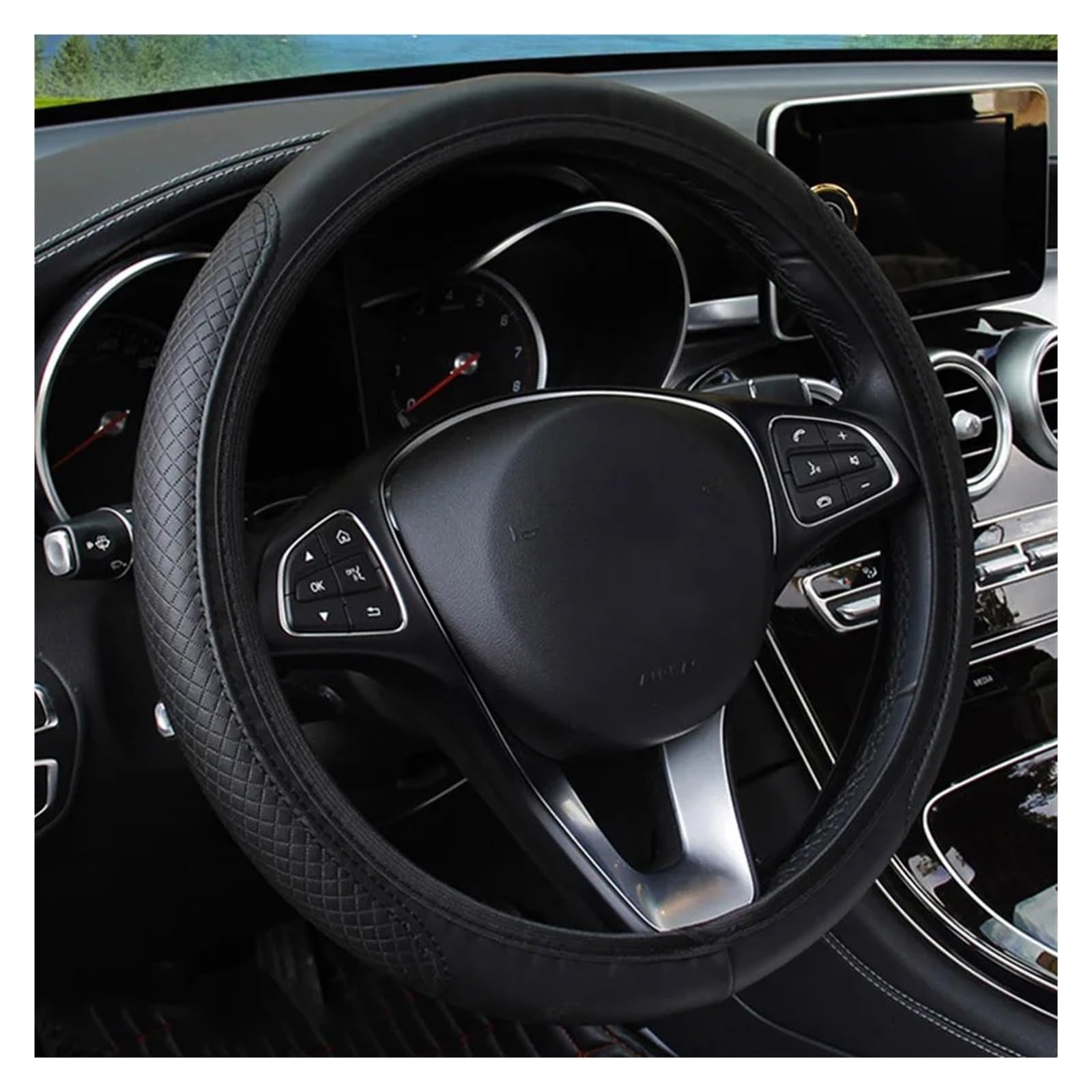 Auto Lenkradbezug Für Kia Für Rio K2 Für Sportage Für Sorento Für Cerato Für Armlehne Für Soul Für Picanto Universal Auto Lenkrad Abdeckung Lenkradabdeckung(Black) von Ltusgt