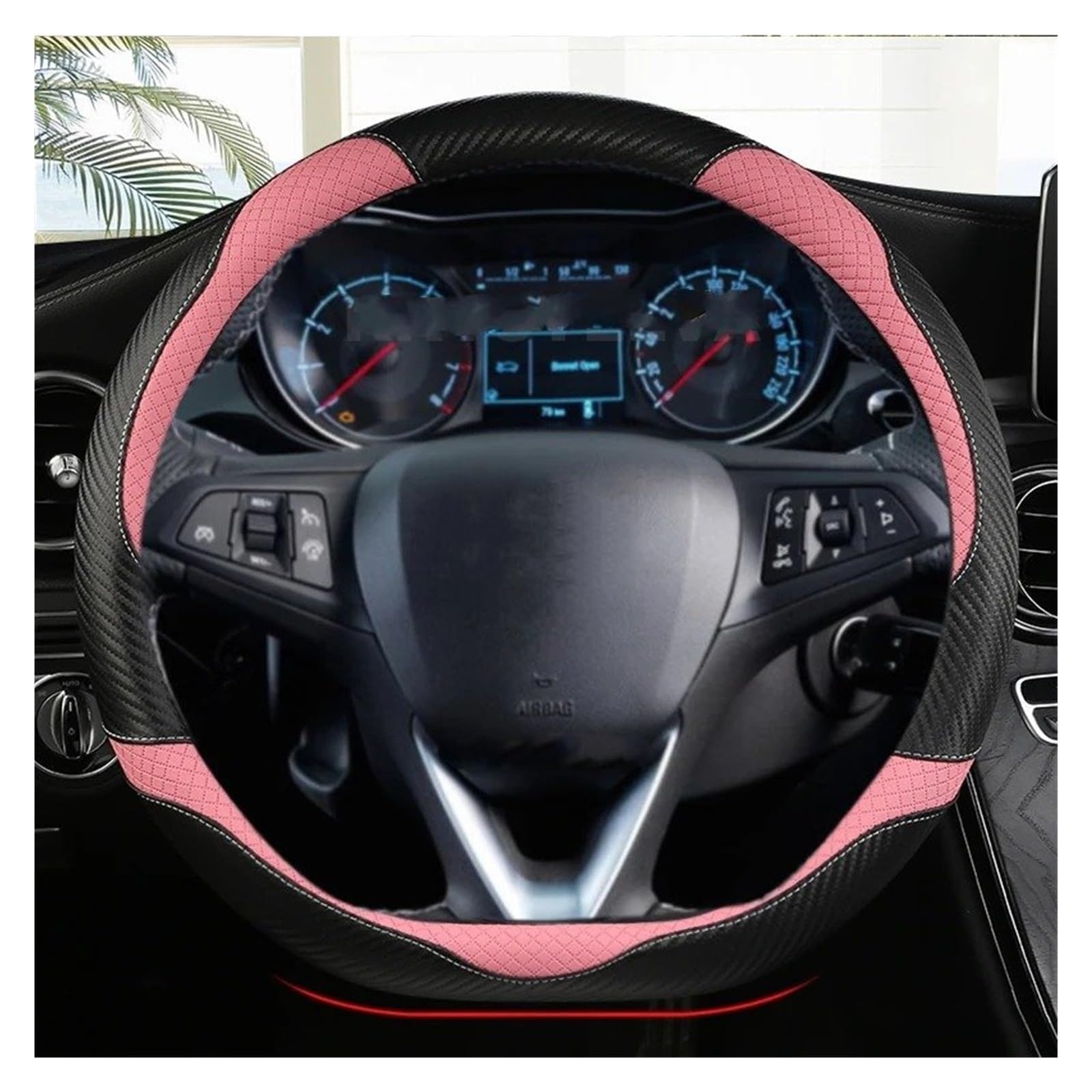 Auto Lenkradbezug Für Opel Für Astra Für Corsa Für Combo Für Mokka Für Insignia CT 2017-2022 Auto Lenkrad Abdeckung D Form Leder Lenkradabdeckung(PINK) von Ltusgt