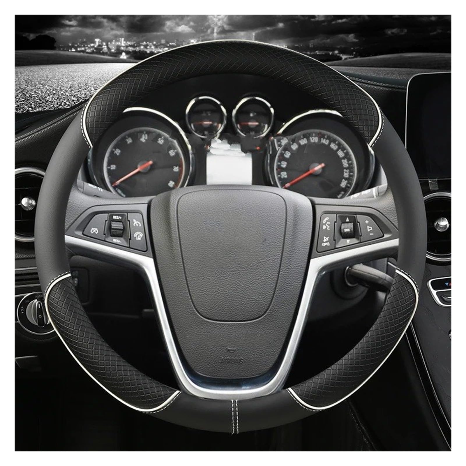 Auto Lenkradbezug Für Opel Für Mokka 2013-2016 Für Insignia 2009-2013 Für Astra J 2010-2015 PU Leder Auto Lenkrad Abdeckung Zubehör Lenkradabdeckung(White) von Ltusgt