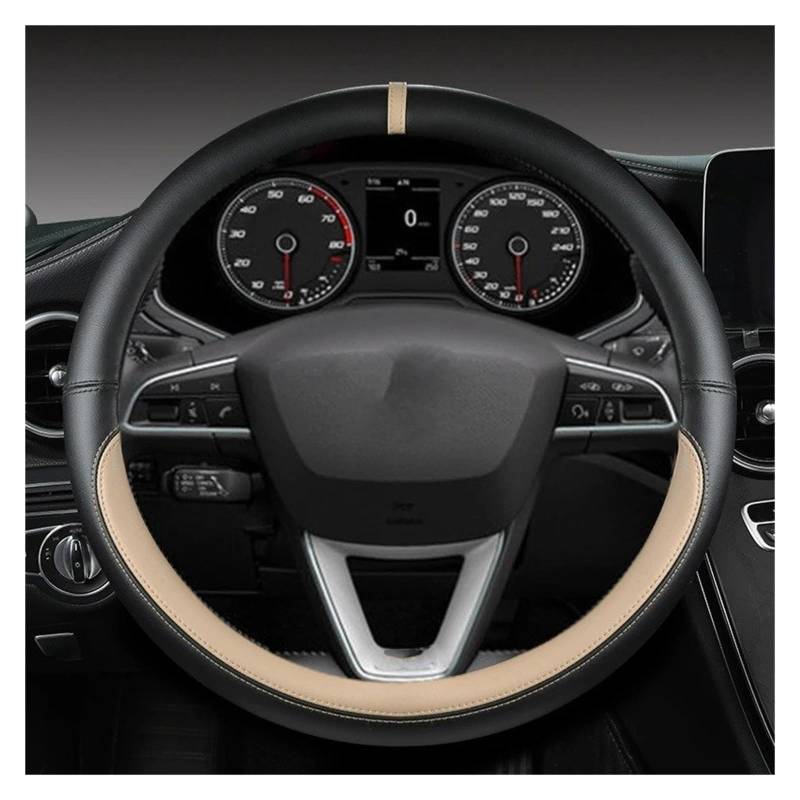 Auto Lenkradbezug Für Sitz Für Tarraco Für Arona Für Ateca Für Ibiza Für Toledo Mikrofaser Leder Auto Lenkrad Abdeckung Nicht-Slip 38cm Lenkradabdeckung(BEIGE O Shape) von Ltusgt