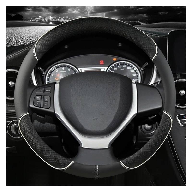 Auto Lenkradbezug Für Suzuki Für Swift Für Vitara Für Celerio Für SX4 Für S-Cross 2011-2019 PU Leder Auto Lenkräder Abdeckung 38 cm Lenkradabdeckung(White) von Ltusgt