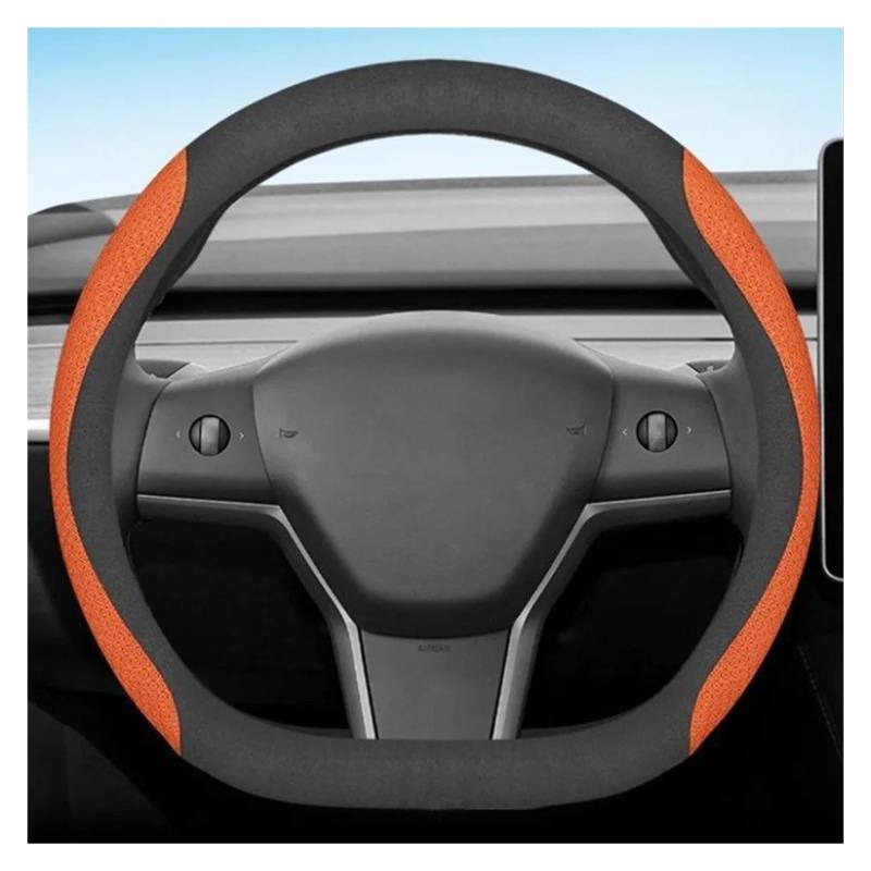 Auto Lenkradbezug Für Tesla Für Modell 3 SY 2012-2023 Auto Lenkrad Abdeckung PU Leder Nicht-Slip Auto Zubehör Lenkradabdeckung(D2-36CM) von Ltusgt