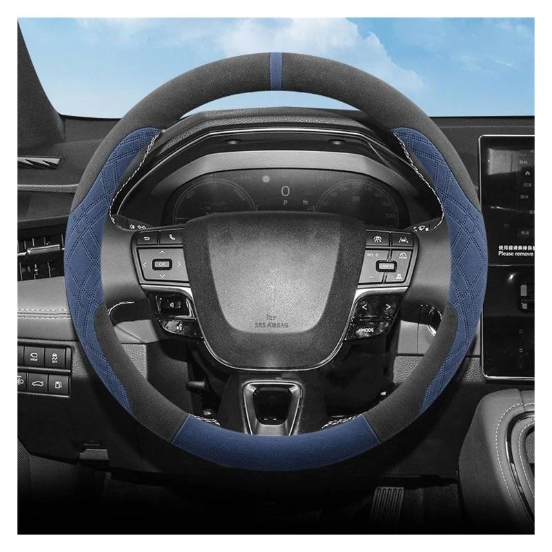 Auto Lenkradbezug Für Toyota Für Camry Für RAV4 Für Corolla Für CHR Für Highlander Für Yaris Leder Protector Lenkrad Carbon Faser Lenkradabdeckung(Blue-O-38cm) von Ltusgt