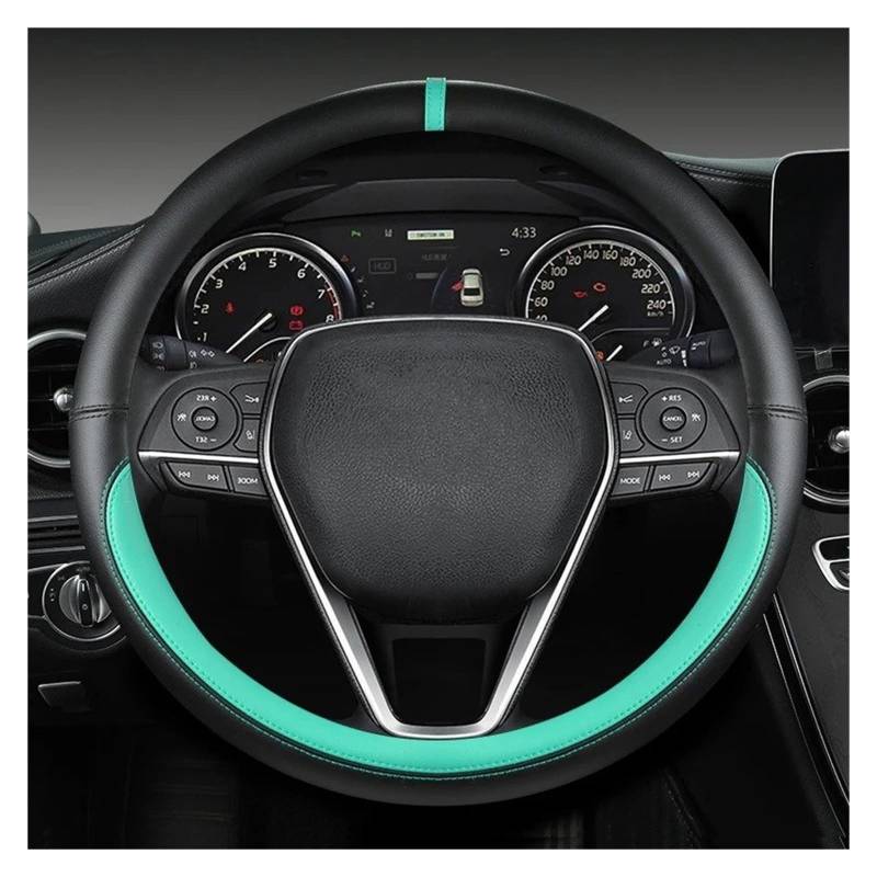 Auto Lenkradbezug Für Toyota Für Corolla Für Yaris Für Rav4 Für Camry Für CH-R 2021 Auto Lenkrad Abdeckung 38cm Leder Auto Zubehör Lenkradabdeckung(Green) von Ltusgt