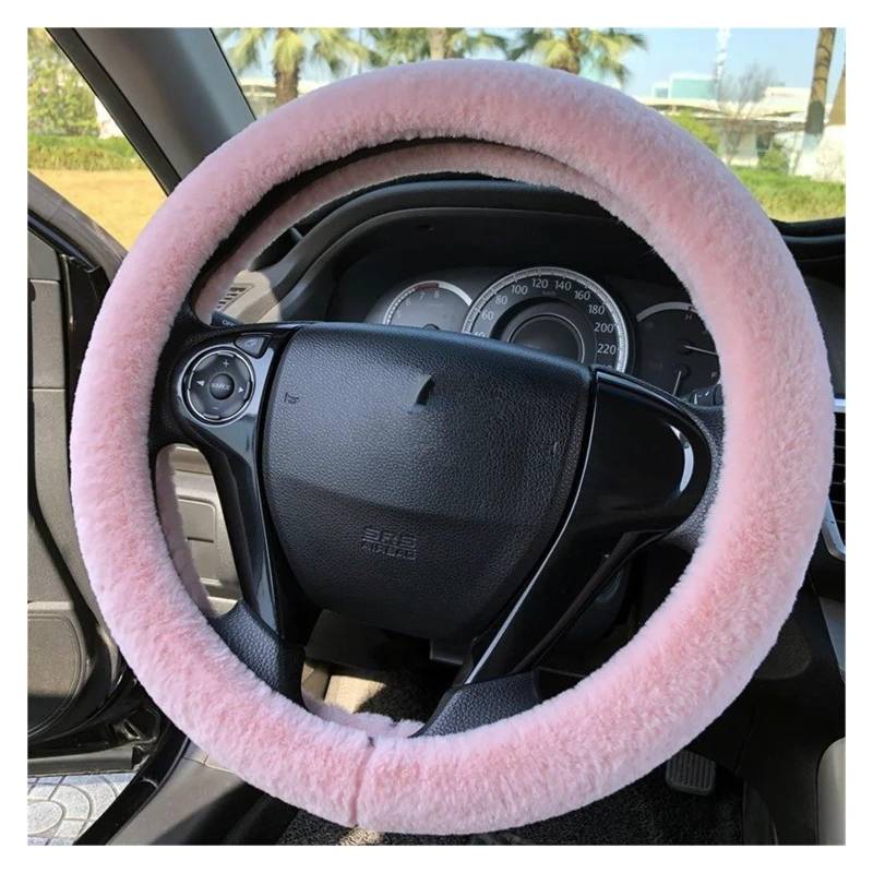 Auto Lenkradbezug Kurze Plüsch-Lenkradabdeckung Kawaii Winter Warm Autogriffabdeckung rutschfest Cartoon-Motiv Niedliche Katzenohr-Lenkradabdeckung Rosa Geschenk Lenkradabdeckung(Plush pink) von Ltusgt