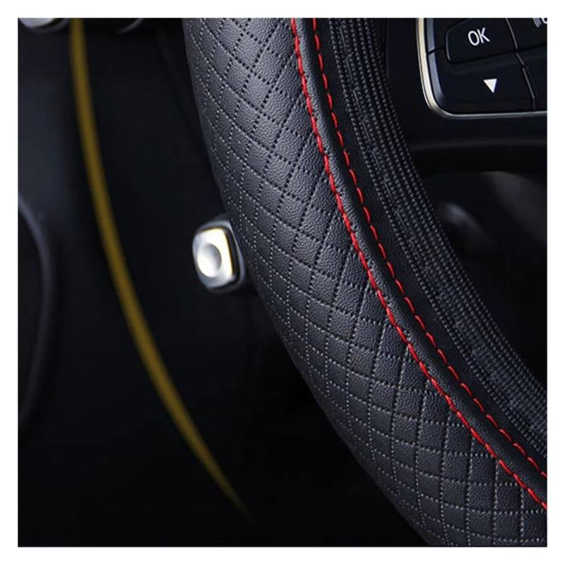 Auto Lenkradbezug Universal Auto Lenkrad Abdeckung Mikrofaser Leder Schutzhülle Anti Slip Atmungsaktiv Für 37-39 cm Lenkrad Lenkradabdeckung(Black) von Ltusgt