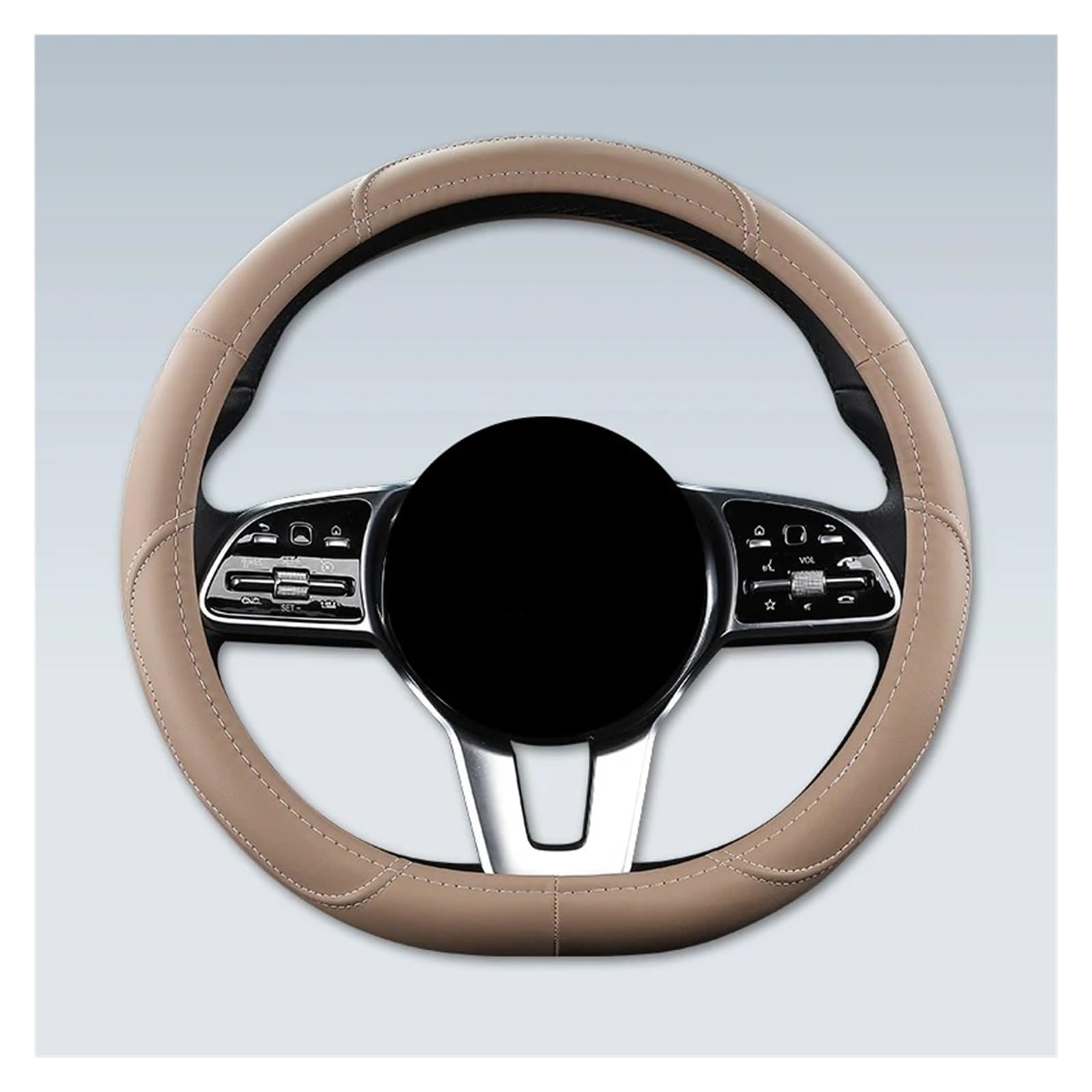 Auto Lenkradbezug rutschfeste Auto-Lenkradabdeckung Aus Leder Universelle Auto-Lenkrad-Schutzhülle 38 cm Lenkradabdeckung(Type D beige) von Ltusgt