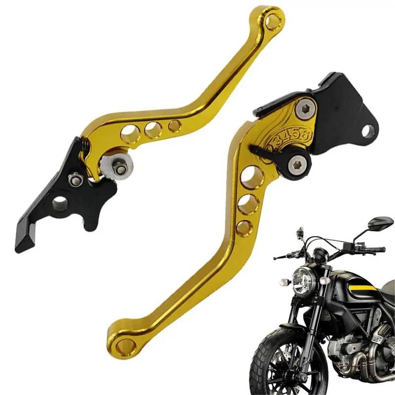 Brems Und Kupplungshebel Motorrad-Kupplungshebel 2 Stück Zylinder-Kupplungshebel Aus Aluminiumlegierung Verstellbar Rostfrei Motorrad-Bremshebel Klares Schalten Brems Kupplung Motorrad(Gold) von Ltusgt