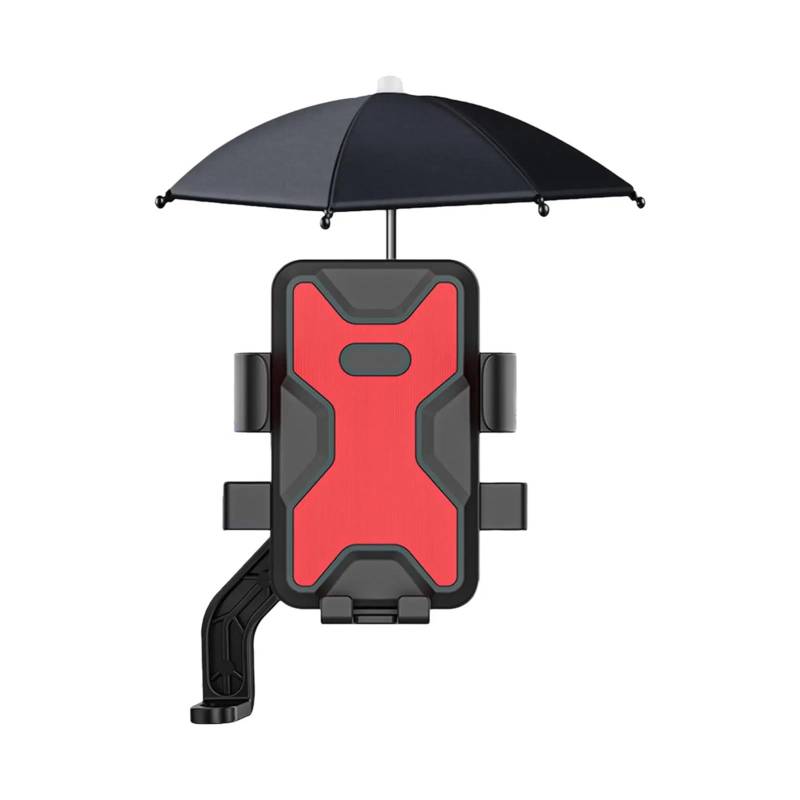 Fahrrad Handyhalterung Sonnenschirm Telefon Halter Regen Und Sonnenschutz Halterung Motorrad Regenschirm Telefon Halter Dekorative Zubehör Handy Motorradhalterung(Rearview Mirror Red) von Ltusgt