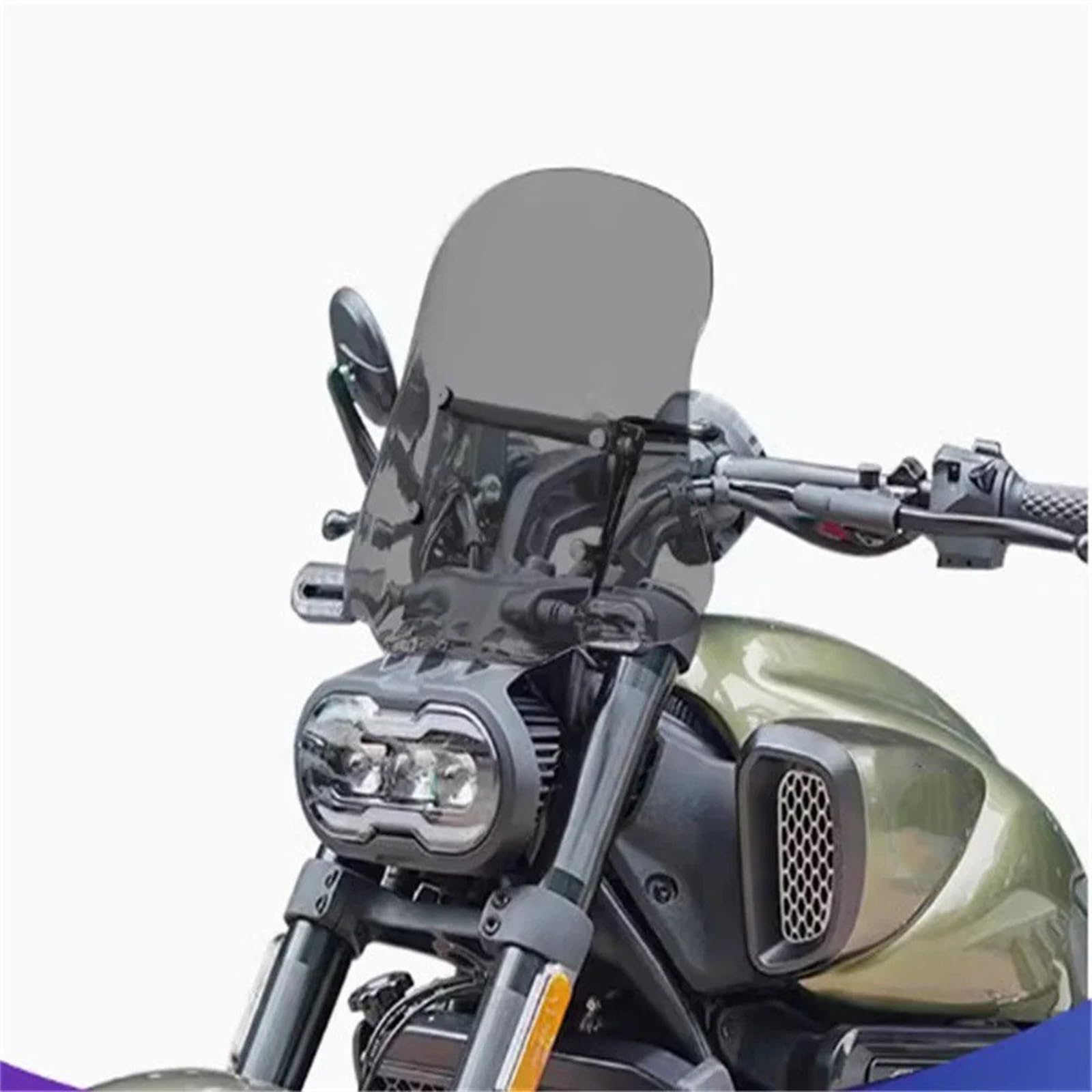 Für VOGE Für CU525 Motorrad-Windschutzscheibe Modifizierte Windschutzscheibe Modifizierte Frontscheiben-Montagehalterung Mit Erweiterter Querstrebe Motorrad Windschutzscheibe(44cm Smoke Gray) von Ltusgt