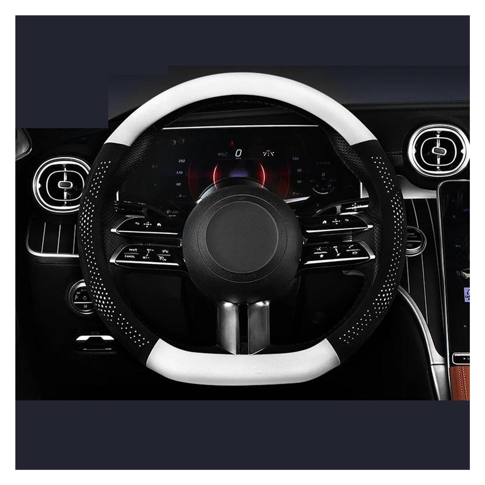 Lenkradbezug Für Benz B C E S-Klasse W221 222 212 213 245 204 Für GLA Für GLB Wildleder Lenkrad Abdeckung Carbon Faser Leder Lenkung Abdeckung Lenkradabdeckung(Ivory White D) von Ltusgt